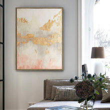 Load image into Gallery viewer, Pink and Gold Abstract Art Big Painting for Living Room Op076
