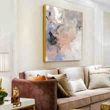 Load image into Gallery viewer, Pink Blue Abstract Painting Beige Gray Painting Large Modern Wall Art Op004