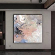 Load image into Gallery viewer, Pink Blue Abstract Painting Beige Gray Painting Large Modern Wall Art Op004