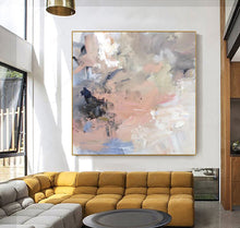 Load image into Gallery viewer, Pink Blue Abstract Painting Beige Gray Painting Large Modern Wall Art Op004