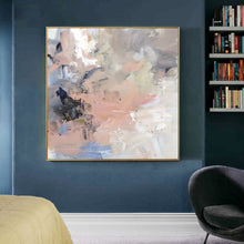 Load image into Gallery viewer, Pink Blue Abstract Painting Beige Gray Painting Large Modern Wall Art Op004