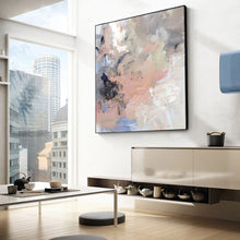 Load image into Gallery viewer, Pink Blue Abstract Painting Beige Gray Painting Large Modern Wall Art Op004