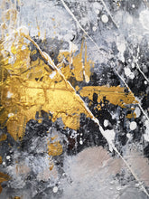 Load image into Gallery viewer, Gray Canvas Painting Black Gold Painting Contemporary Abstract Art Kp005