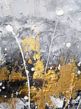 Load image into Gallery viewer, Gray Canvas Painting Black Gold Painting Contemporary Abstract Art Kp005