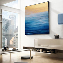 Load image into Gallery viewer, Beach Sunset Painting Blue Abstract Painting on Canvas Op035
