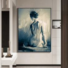Load image into Gallery viewer, Nude Wall Art Original Black and White Erotic Painting from Bedroom Cp038