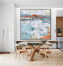 Load image into Gallery viewer, Large Blue White Orange Abstract Acrylic Painting on Canvas Yp030