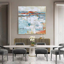 Load image into Gallery viewer, Large Blue White Orange Abstract Acrylic Painting on Canvas Yp030