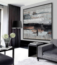 Load image into Gallery viewer, Gray White Brown Abstract Acrylic Painting on Canvas Ap083