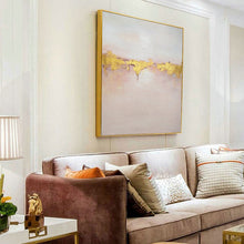 Load image into Gallery viewer, Pink and Gold Painting on Canvas Sunset Coastal Wall Art Office Decor Op059