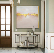 Load image into Gallery viewer, Pink and Gold Painting on Canvas Sunset Coastal Wall Art Office Decor Op059