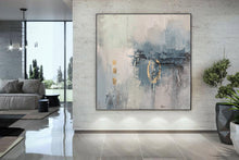 Load image into Gallery viewer, Blue White Gold Abstract Painting On Canvas Acrylic Painting Yp029