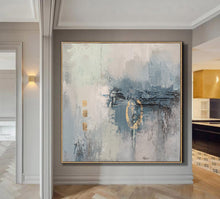 Load image into Gallery viewer, Blue White Gold Abstract Painting On Canvas Acrylic Painting Yp029