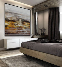 Load image into Gallery viewer, Gray Gold Brown Textured Abstract Artwork Oversized Art for Sale Ap088