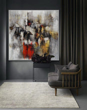 Load image into Gallery viewer, White Gray Red Texture Abstract Painting on Canvas Ap086