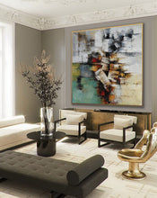 Load image into Gallery viewer, Green Gray White Abstract Artwork Oversize Texture Oil Painting Ap091