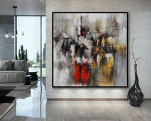 Load image into Gallery viewer, White Gray Red Texture Abstract Painting on Canvas Ap086