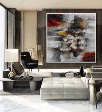 Load image into Gallery viewer, White Gray Red Abstract Painting on Canvas Large Piece of Art Ap094