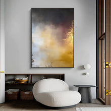 Load image into Gallery viewer, Extra Large Gold Grey Abstract Painting on Canvas Yellow Painting Op009
