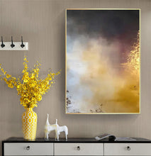 Load image into Gallery viewer, Extra Large Gold Grey Abstract Painting on Canvas Yellow Painting Op009