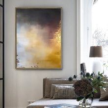 Load image into Gallery viewer, Extra Large Gold Grey Abstract Painting on Canvas Yellow Painting Op009