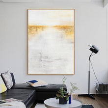 Load image into Gallery viewer, Gold White Wall Painting on Canvas Minimalist Painting Op029