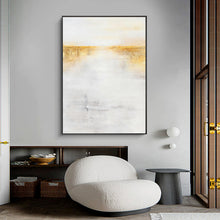 Load image into Gallery viewer, Gold White Wall Painting on Canvas Minimalist Painting Op029