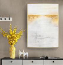 Load image into Gallery viewer, Gold White Wall Painting on Canvas Minimalist Painting Op029