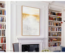 Load image into Gallery viewer, Gold White Wall Painting on Canvas Minimalist Painting Op029