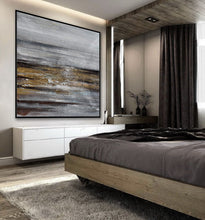 Load image into Gallery viewer, Gray Whhite Yellow Gold Abstract Painting Minimalist Abstract Oversize Ap084