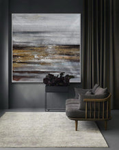 Load image into Gallery viewer, Gray Whhite Yellow Gold Abstract Painting Minimalist Abstract Oversize Ap084