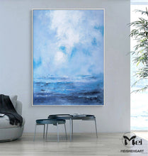 Load image into Gallery viewer, Large Ocean Painting Blue Sky Painting Office Art Ap116