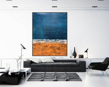 Load image into Gallery viewer, Deep Blue Orange Abstract Painting Textured Wall Art Np117