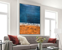 Load image into Gallery viewer, Deep Blue Orange Abstract Painting Textured Wall Art Np117