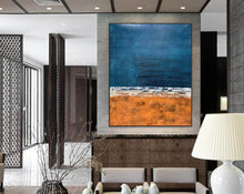 Load image into Gallery viewer, Deep Blue Orange Abstract Painting Textured Wall Art Np117