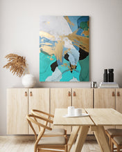 Load image into Gallery viewer, Blue Gray Gold Black White Painting on Canvas Home Kitchen Wall Decor Np022