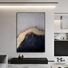 Load image into Gallery viewer, Gold Leaf Abstract Painting Black Gold Canvas Painting Kp024