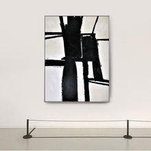 Load image into Gallery viewer, Black and White Wall Art Oversized Abstract Painting on Canvas Op043