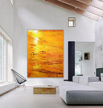 Load image into Gallery viewer, Beach Sunset Painting Orange Abstract Landscape Op053