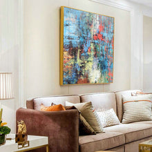 Load image into Gallery viewer, Blue Red Gray Abstract Painting Modern Wall Art Op038