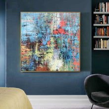 Load image into Gallery viewer, Blue Red Gray Abstract Painting Modern Wall Art Op038