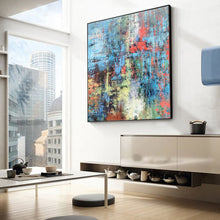 Load image into Gallery viewer, Blue Red Gray Abstract Painting Modern Wall Art Op038