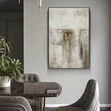 Load image into Gallery viewer, Gray White Gold Abstract Acrylic Painting on Canvas Textured Wall Art Op093