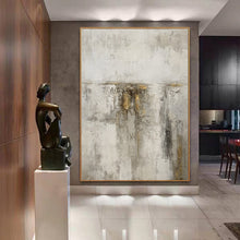 Load image into Gallery viewer, Gray White Gold Abstract Acrylic Painting on Canvas Textured Wall Art Op093