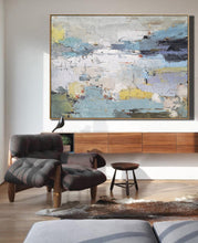 Load image into Gallery viewer, Original White Painting Blue Painting,Minimalist Abstract Canvas Art Bl008