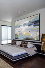 Load image into Gallery viewer, Original White Painting Blue Painting,Minimalist Abstract Canvas Art Bl008