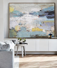 Load image into Gallery viewer, Original White Painting Blue Painting,Minimalist Abstract Canvas Art Bl008