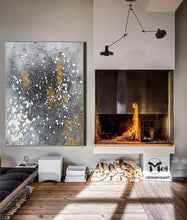 Load image into Gallery viewer, Gray Gold Acrylic Painting Modern Art Oversize Painting Kp017
