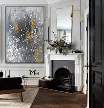Load image into Gallery viewer, Gray Gold Acrylic Painting Modern Art Oversize Painting Kp017
