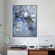 Load image into Gallery viewer, Blue Abstract Painting Modern Original Painting White Abstract Handmade Dp047